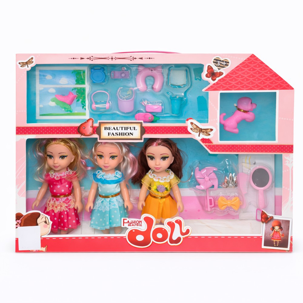 3 Muñecas con accesorios J-164