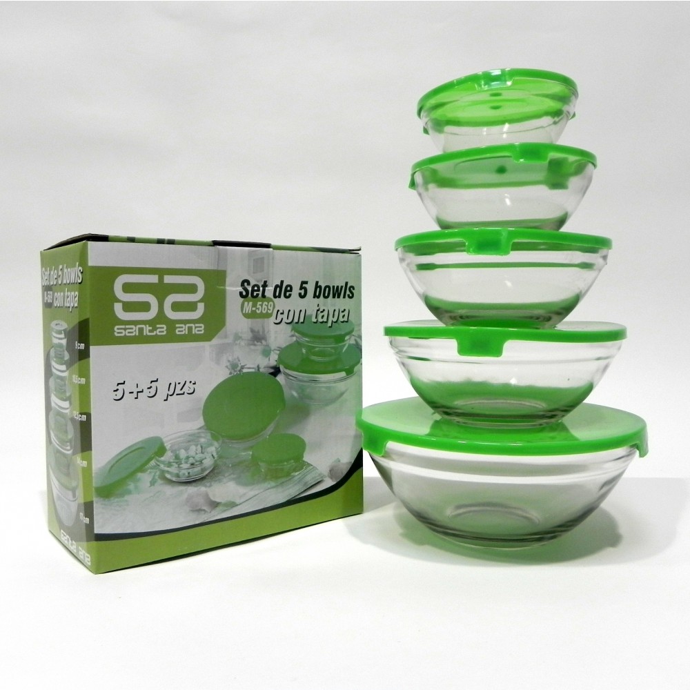 Set 5 bowls con tapa M-569